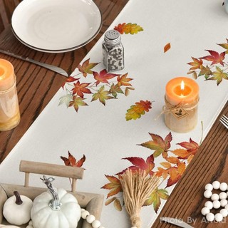 Mới Halloween Lá Phong Bí Ngô Vải Lanh Bàn Á Quân Trang Trí Mùa Thu Không Khí Bí Ngô In Bàn Á Quân Khăn Trải Bàn
