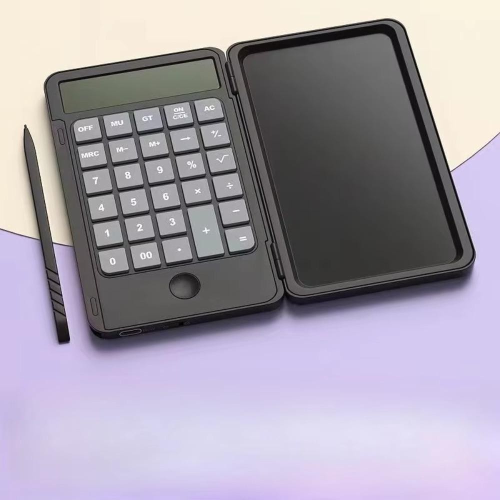 GETVOW Máy tính toán, với máy tính chức năng tiêu chuẩn 12 chữ số LCD Notepad, đa chức năng với tấm lót viết sạc Stylus Type C Tấm vẽ cho văn phòng trường học