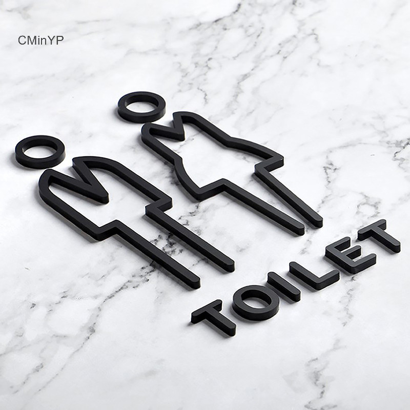 Cminyp Acrylic Phòng Vệ Sinh Ký Tấm Tùy Chỉnh Cửa WC Dán Tường Nhãn Dán Đơn Giản Phòng Tắm Biển Hiệu Dành Cho Nam Nữ Vệ Sinh Chỉ Báo Vinh Quang