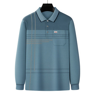 Áo phông dài tay cho bố Áo polo thường ngày trung niên trang phục mùa thu cho nam Áo Cotton cổ bẻ-CXPL