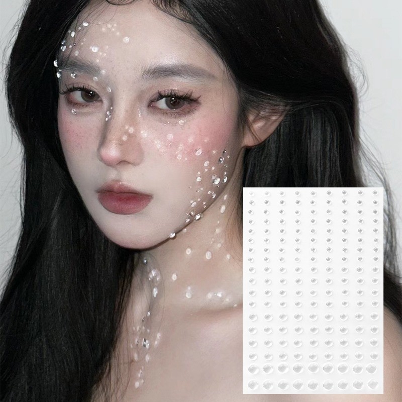 Miếng dán mặt kim cương giọt nước - Decal xăm nghệ thuật toàn thân - Dành cho cơ thể, mặt, lông mày - Chống thấm nước, tự dính, trong suốt - Đồ dùng trang điểm DIY cho bữa tiệc lễ hội