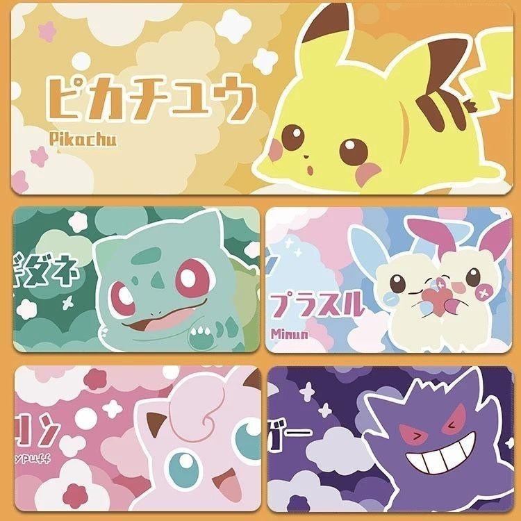 Miếng Lót Chuột Dễ Thương Pokemon Go Pikachu Psyduck Squirtle Gengar Hoạt Hình Bàn Phím Máy Tính Lớn Để Bàn Thảm Cho Người Lớn Trẻ Em Học Sinh Viết Bàn Thảm Cao Su Độ Dày 3 Mm