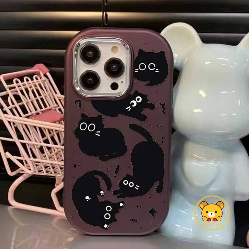 Ốp điện thoại hình mèo đen ngộ nghĩnh dễ thương cho OPPO Reno 12 Pro 11F 11 10 Pro 8Z 7Z 8 7 4G Lite 9 7 Pro 8 5G 7 SE 6 5k 5 4 Pro 4 SE A1 A98 F23 R17 Vỏ Vỏ mềm chống sốc màu kẹo