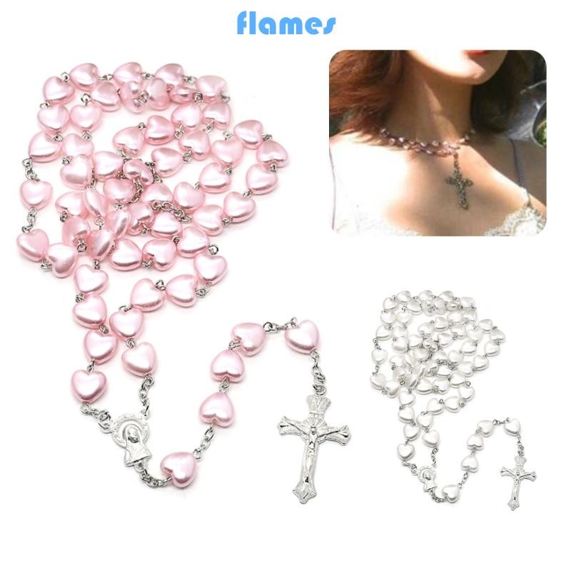 Fl Công Giáo Tình Yêu Mân Côi Cầu Nguyện Vòng Cổ Mary Phước Lành Crossed Mặt Dây Chuyền Vòng Cổ