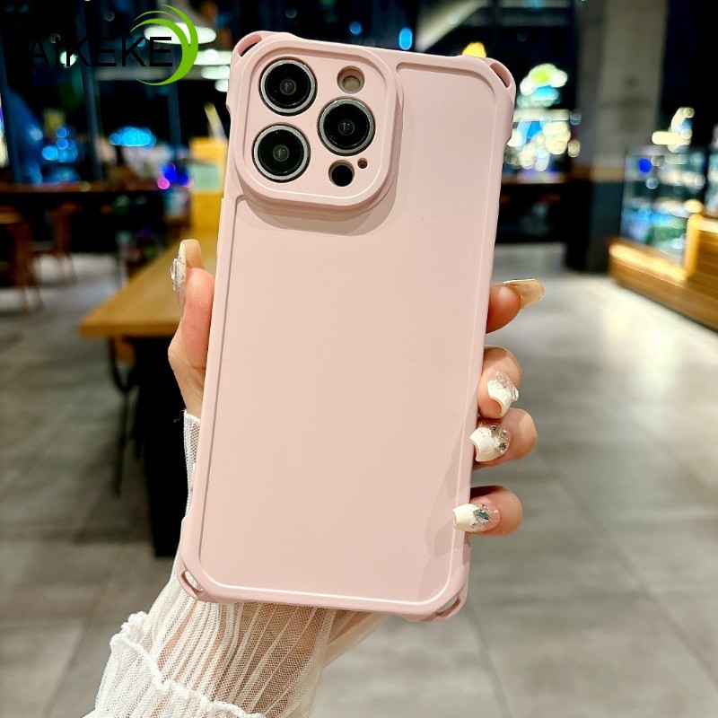 Tương Thích Cho iPhone 16 15 14 Plus iPhone 16 15 14 13 Pro Max 16Pro 15Pro 14Pro Ốp lưng Mờ Mờ Đơn Giản Mềm Silicon Ốp Lưng Có Túi Khí Có Dây Buộc Lỗ