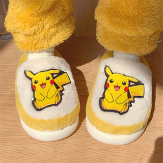 XIXITIAO Dép Cotton Pokémon Chính Hãng Co-Branded Dễ Thương Sang Trọng Pikachu Nữ Trong Nhà Lông Cừu Lót Giữ Ấm