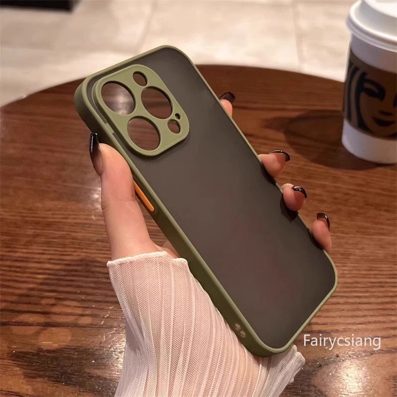 Ốp điện thoại chống sốc mờ sang trọng cho iPhone 16 15 14 13 12 11 Pro X XS Max 7 8 Plus Vỏ giáp mềm trong suốt