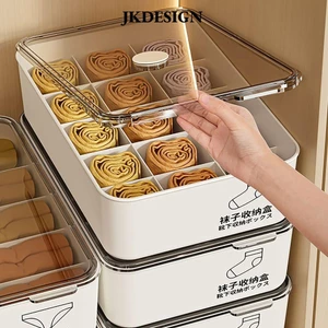 Hộp lưu trữ đồ lót JKDESIGN, có nắp 10 / 15 lưới Quần lót tất sắp xếp, xếp chồng ổn định bền bỉ Hộp lưu trữ tủ quần áo phân loại chống bụi cho gia đình