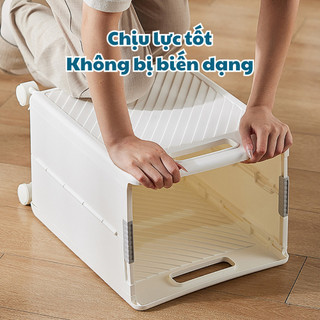 Giỏ đựng đồ bẩn bánh xe di động LUXHOME gấp gọn thông minh chất liệu nhựa PP chịu lực tốt