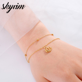 Vòng tay nữ SKYRIM Mặt dây chuyền hoa sen bằng thép không gỉ Quà tặng trang sức