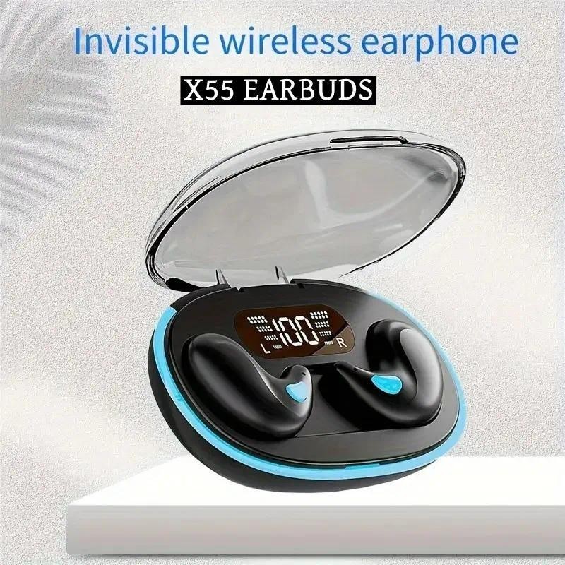 TZUZL MINI Tai nghe ngủ X55 Tai nghe làm việc mini không dây TWS Tai nghe với Microphone