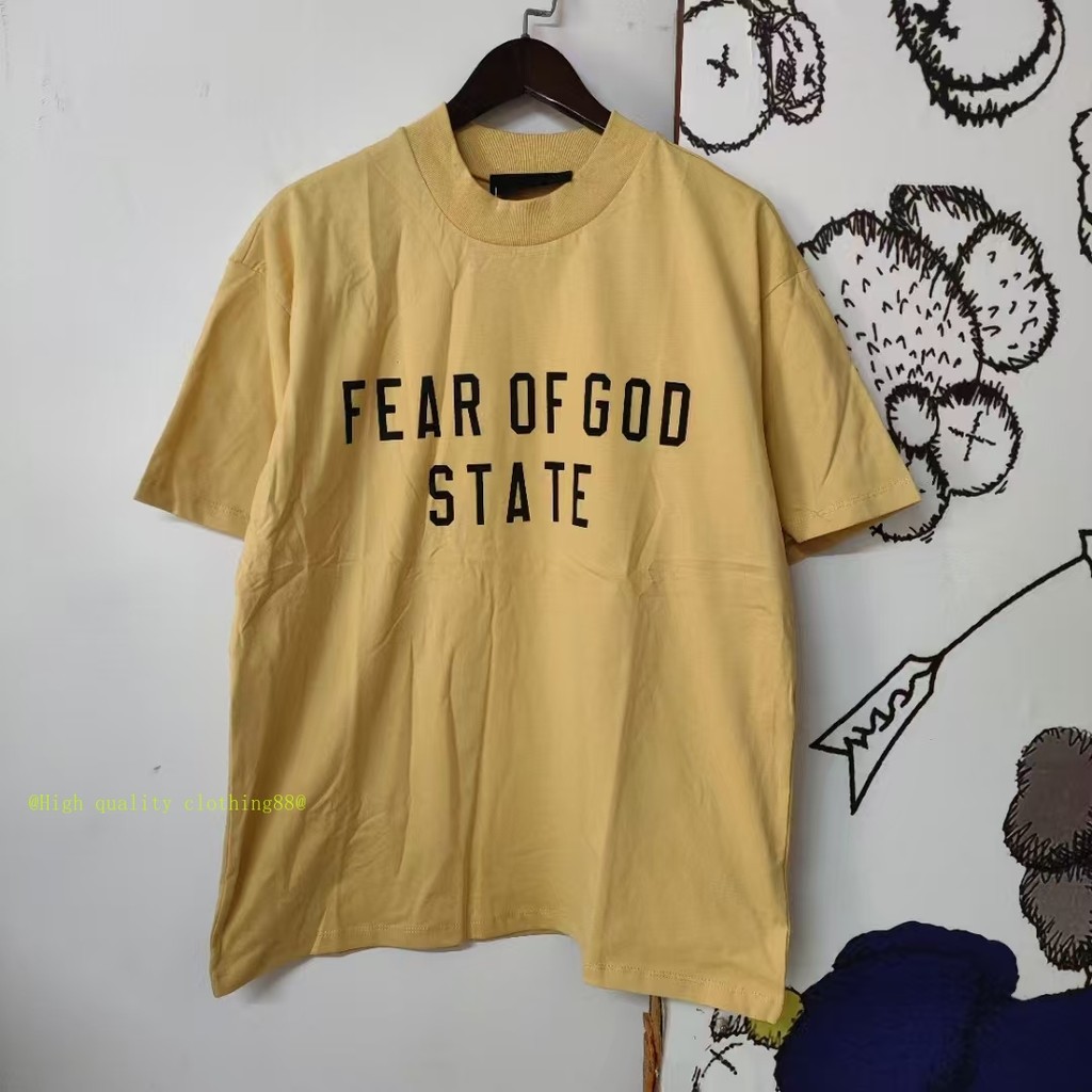 * * * * Chất Lượng Cao * * * Phong Cách Mới Cotton Nguyên Chất FOG Sợ Chúa Thời Trang Chữ Nam Nữ Cổ Cao Cổ Tròn Áo Thun Tay Ngắn