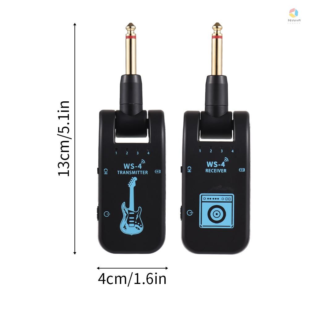 Hệ thống đàn Guitar không dây 2.4G Bộ thu phát đàn Guitar có thể sạc lại cho đàn Guitar điện Bass Dụng cụ gió điện Cắm và chạy 48K / 16bit Truyền thời gian thực 282 Degr