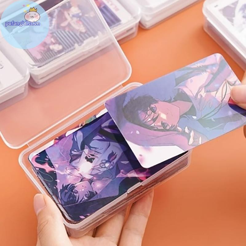 Pufangbliss Mới Trong Suốt Nhựa Hộp Bảo Quản Photocards Thẻ Nhỏ Hộp Bảo Quản Bàn Tổ Chức Hộp Phân Loại Văn Phòng Phẩm VN