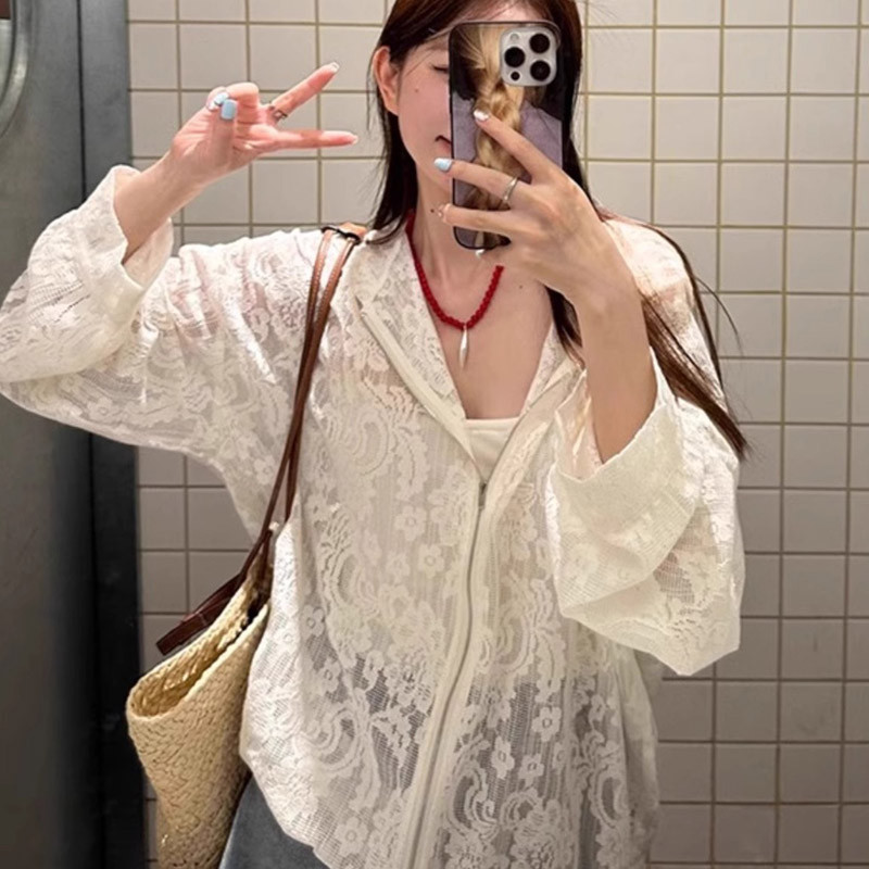 Suxi Mới Thường Ngày Pháp Retro Màu Trơn Có Mũ Trùm Đầu Dài Tay Áo Cardigan Nữ 241020