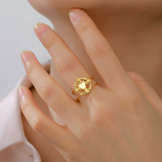 SKYRIM Nhẫn Chữ thập Vàng 18K, thép không gỉ, điều chỉnh được, trang sức sang trọng cho nữ
