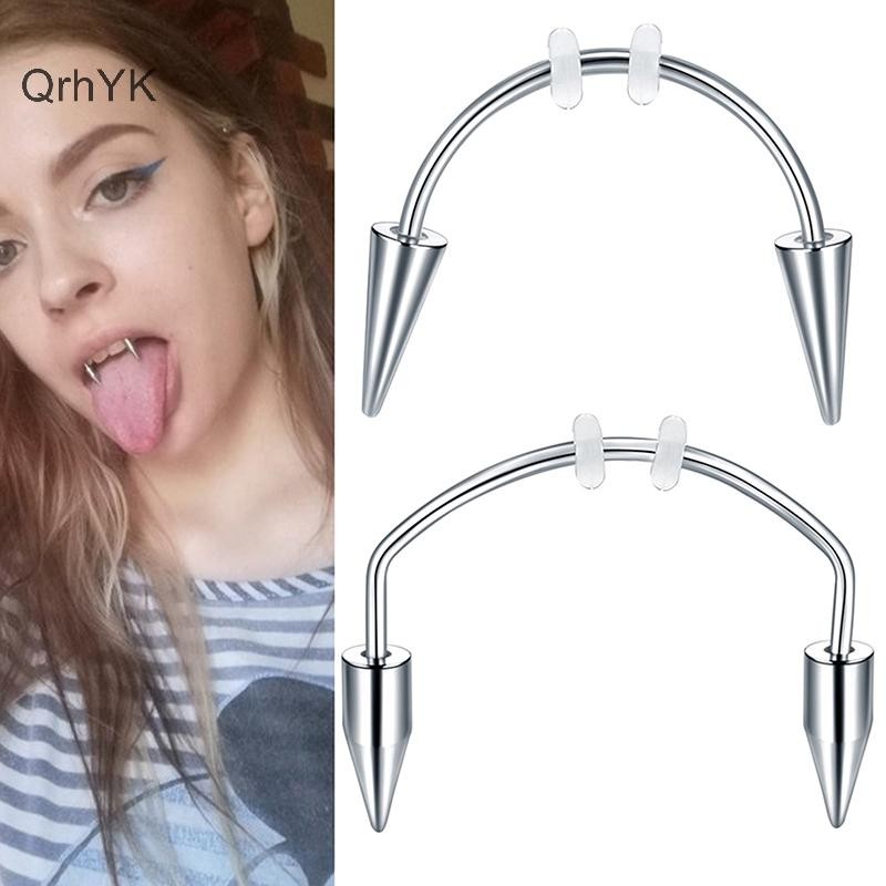 Nhà Máy Thời Trang 1 Thép Titan C Thanh Ma Cà Rồng Fangs Răng Môi Xuyên Punk Spiked Labret Tai Sụn Xuyên Bông Tai 2021 Xu Hướng Trang Sức QrhYK