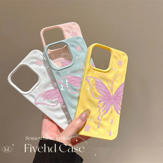 Ins Hồng Bướm Họa Tiết Sao Băng Vỏ Màu Trơn Cho IPhone 13 11 16 12 14 15 Pro Max Plus Ốp Điện Thoại Màu Kẹo Chống Sốc Sáng Tạo Thiết Kế Mới Vỏ Mềm Chống Rơi