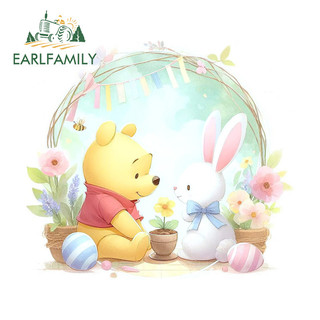 EARLFAMILY Winnie the Pooh với Thỏ Dán Xe Ô Tô Mũ Bảo Hiểm Xe Máy Xe Tay Ga Laptop Chống Thấm Nước Vinyl Decal Tắc Xước Kiểu Dáng Xe