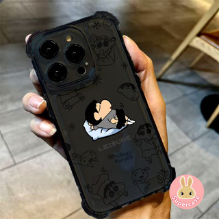 Vỏ AirBag Màu Đen Hoạt Hình Cho OPPO A5i A3 Pro NFC A3X A60 A40 A40M A98 A97 A96 A80 A79 A78 A76 A36 A57 2022 A57E A57S 5G 4G Vỏ Điện Thoại Mềm Chống Sốc Crayon Shin-chan Dễ Thương