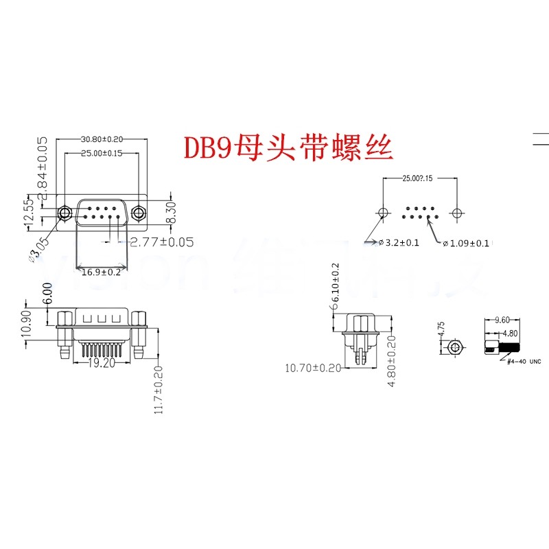 DP9 Nữ Đầu Nam Lỗ Đầu In-Line Tấm Loại DB9 Xanh Không Có / Có Khóa Có Đinh Tán Harpoon Vít