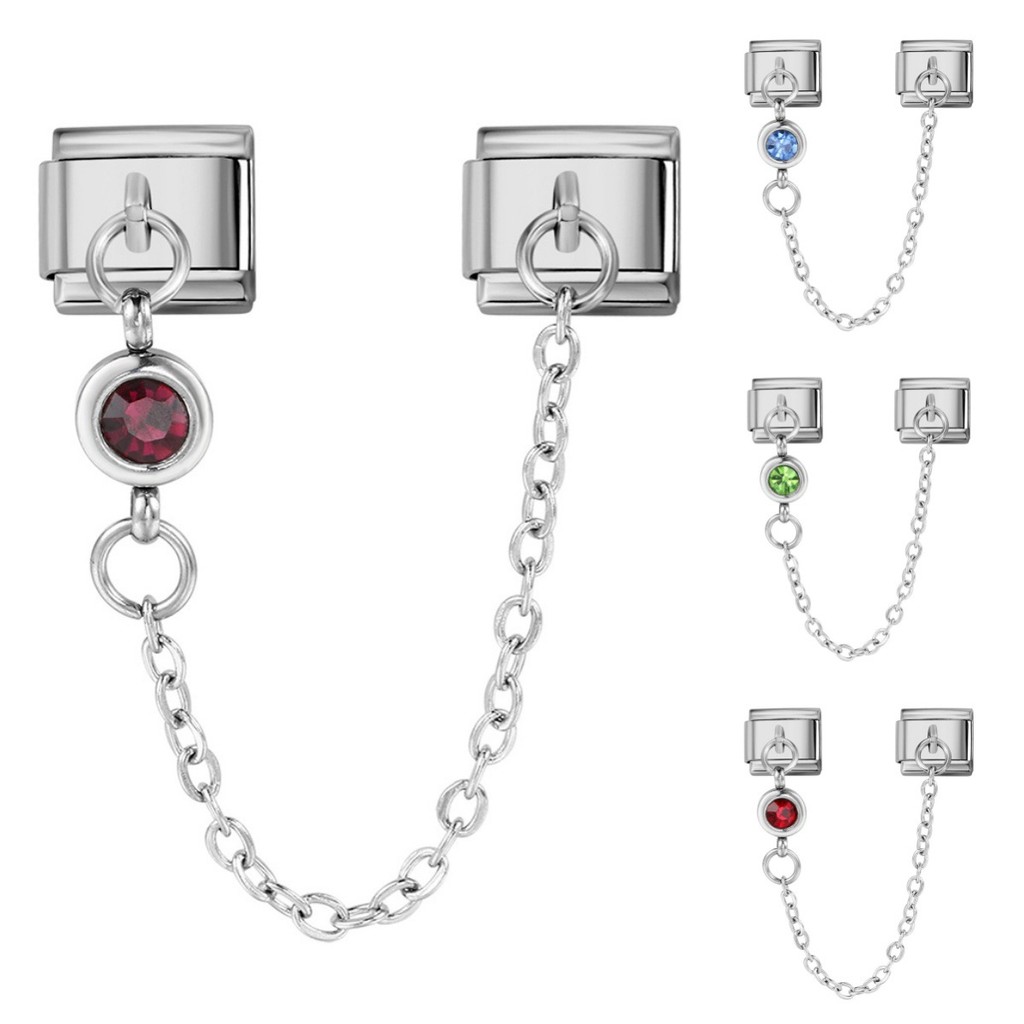 12 tháng Birthstone Ý Vòng tay mô-đun Sáng tạo DIY căng khâu dây thép titan