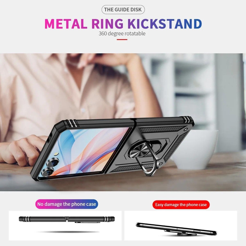 Thích Hợp Cho Samsung Galaxy ZFlip7 Vỏ Cứng Chống Sốc Hỗ Trợ Vòng Xe Ô Tô Từ Tính Vỏ Điện Thoại Cho ZFlip 7 5 6 4 3 5G Giá Đỡ Vỏ Bảo Vệ