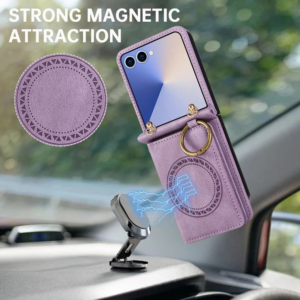 Ví Da Có Đựng Thẻ Ốp Lưng Điện Thoại Samsung Galaxy Z Flip 7 6 5 4 3 ZFlip7 Flip6 Flip5 Túi Đeo Ngang