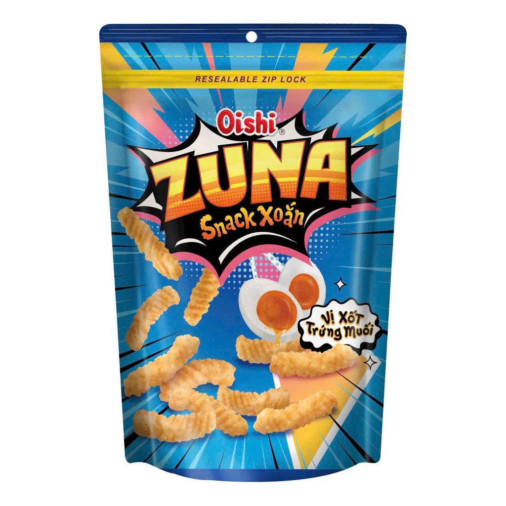 Snack xoắn Oishi Zuna vị xốt trứng muối 65g
