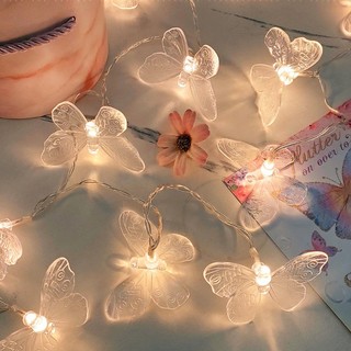 10LED Đèn dây bướm màu vàng tím chạy bằng pin Thích hợp cho gia đình Trang trí tiệc sinh nhật ngoài trời trong nhà