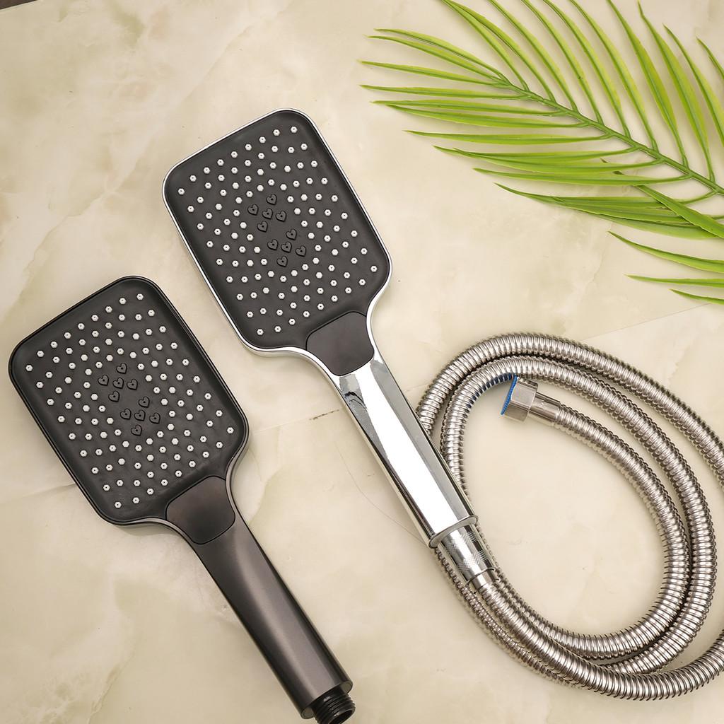 [H & L] Đầu vòi hoa sen cao áp tiết kiệm nước - Ống linh hoạt, 4 / 4 "" Đa năng Phù hợp cho phòng tắm, Màu xám / Bạc Phong cách tối giản