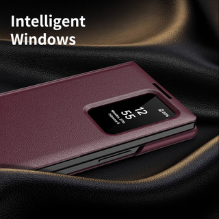Business Sle Leather Card Pocke Case Cho Samsung Galaxy Z Fold 7 6 5 4 3 2 Fold7 Fold6 5G Smart Display S-View Window Cover
