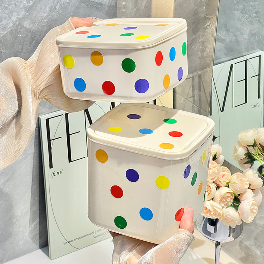Hộp Nhựa Đựng Đồ Trang Điểm Mini Có Nắp Lật Chấm Bi Đáng Yêu DinoHome Phụ Kiện Văn Phòng Mini