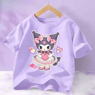 2025 Kuromi Girls Hoạt Hình Mùa Hè Tee Áo Sơ Mi Tay Ngắn Dễ Thương Và Nhẹ Cho Trẻ Em
