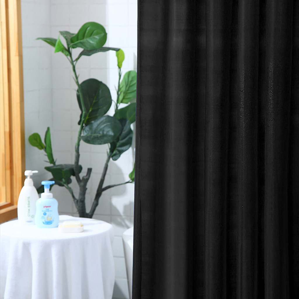 Rèm tắm tối giản màu đen PEVA 180cm - Vải chống thấm dày, Phụ kiện phòng tắm đơn giản hiện đại