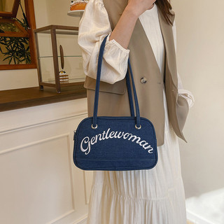 Gentlewoman Thêu Ren Túi Denim Nữ 2025 Di Động Một Vai Gối Túi Tote Thời Trang