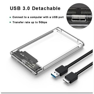 Box Ổ Cứng Ngoài 2.5 Inch Trong Suốt – Giao Tiếp USB 3.0, Gắn Ổ 2TB, Bền Bỉ, Tốc Độ Cao, Nắp Trượt