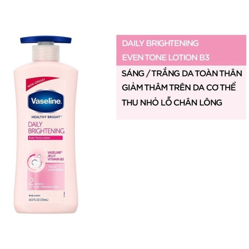 Sữa dưỡng thể Vaseline Healthy White UV Lightening Body Lotion 725ml nắp xanh mẫu mới