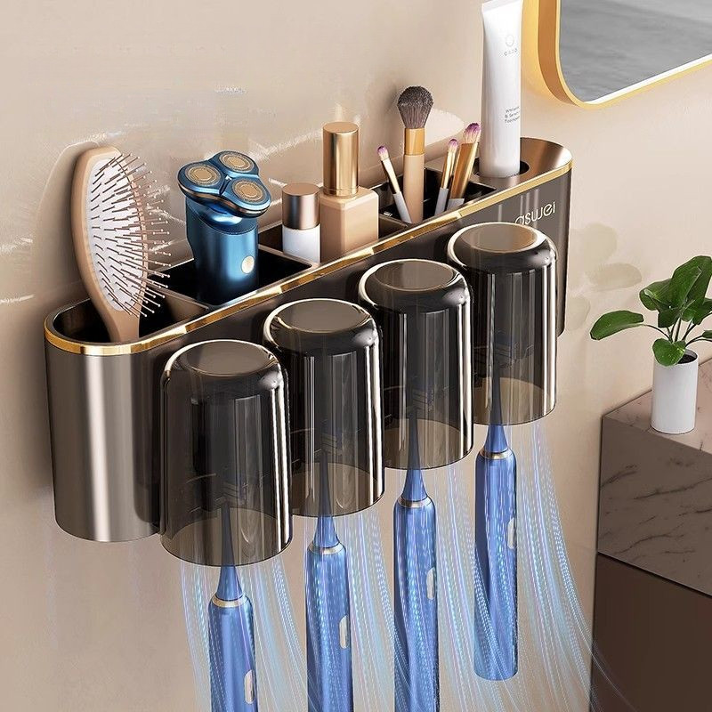Chất liệu nhựa, Giá đựng bàn chải đánh răng, Kệ tích hợp, Cốc súc miệng điện, Không đục lỗ treo tường, Cốc đựng kem đánh răng