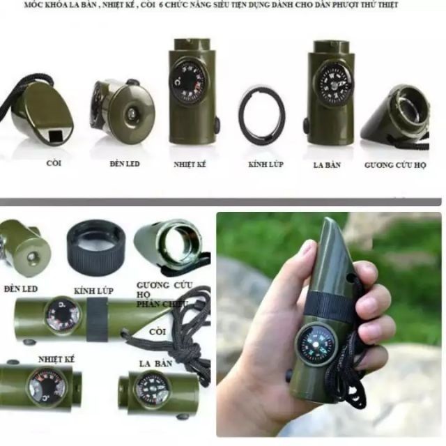 [COD] "Còi Sinh Tồn 7 Trong 1 – Còi Cứu Hộ, La Bàn, Đèn LED, Nhiệt Kế, Tiện Dụng Cắm Trại  "