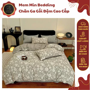 Bộ Chăn Ga Gối Chất Liệu Mới Hiện Đại Cotton Đũi Gấm Họa Tiết Cổ Điển Hoa Lá - MemMinBedding Luxury