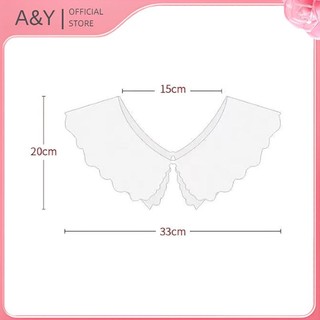A & Y Áo sơ mi nữ phong cách ngọt ngào, có thể tháo rời ren hoa xù viền cổ