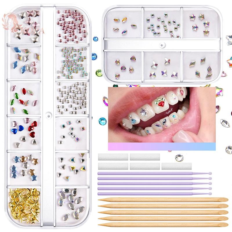 KOPA Mới 1 Bộ Răng Nha Khoa Đá Quý Pha Lê Trang Trí Tự Làm Dụng Cụ Nhiều Hình Dạng Màu Răng Trang Sức Răng Giả Trang Sức Trang Trí Trang Sức VN