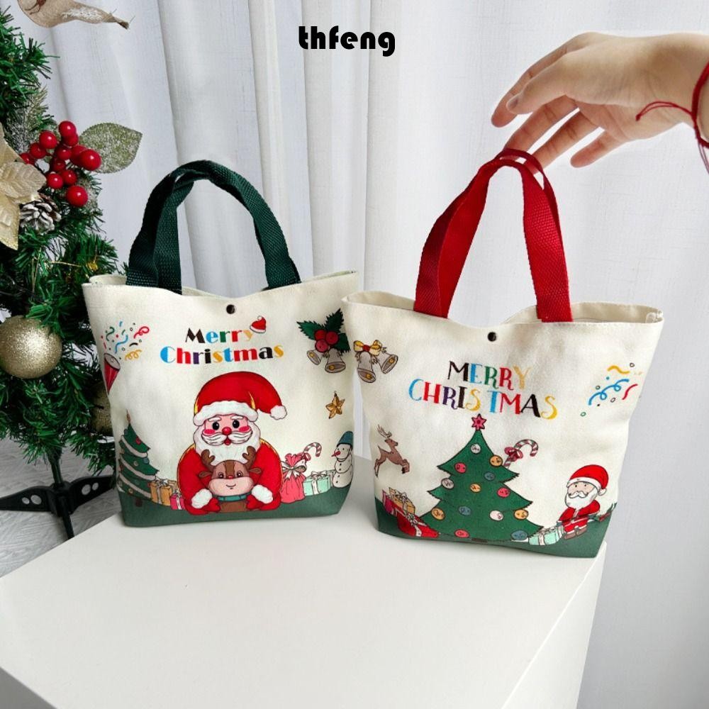 Túi Đeo Ngang THFENG, Túi Tote Giáng Sinh Ông Già Noel Giáng Sinh 2025, Túi Hướng Dẫn Dung Tích Lớn Có Thể Tái Sử Dụng Túi Quà Giáng Sinh Túi Tập Tin Cho Học Sinh