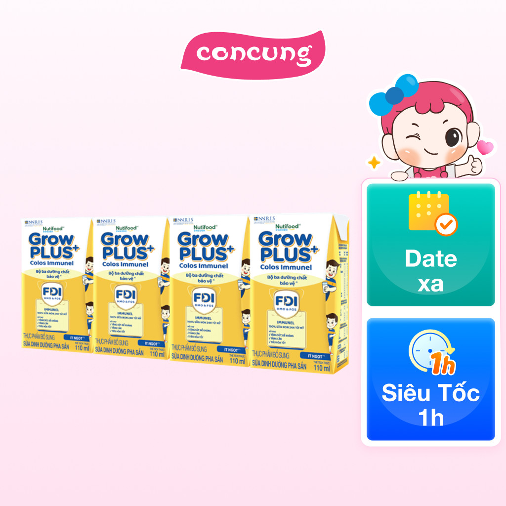 Thực phẩm bổ sung sữa dinh dưỡng pha sẵn GrowPLUS+ Colos Immunel, 4x110ml (trên 1 tuổi)