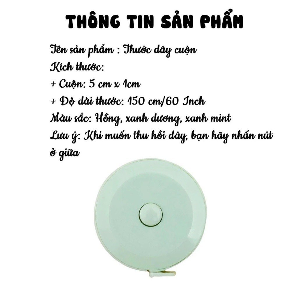 Combo 3 Thước Dây Cuộn Mini Tự Rút Tiện Ích 150cm Đo Quần Áo