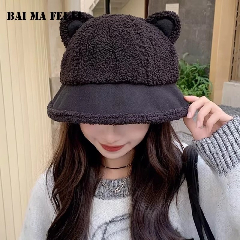 Mũ xô mùa đông MERIGGIARE, Mũ ngư dân lông thú giả chống gió mờ, Phong cách Nhật Bản Mềm mại dày sang trọng Mũ ấm áp mặc ngoài trời