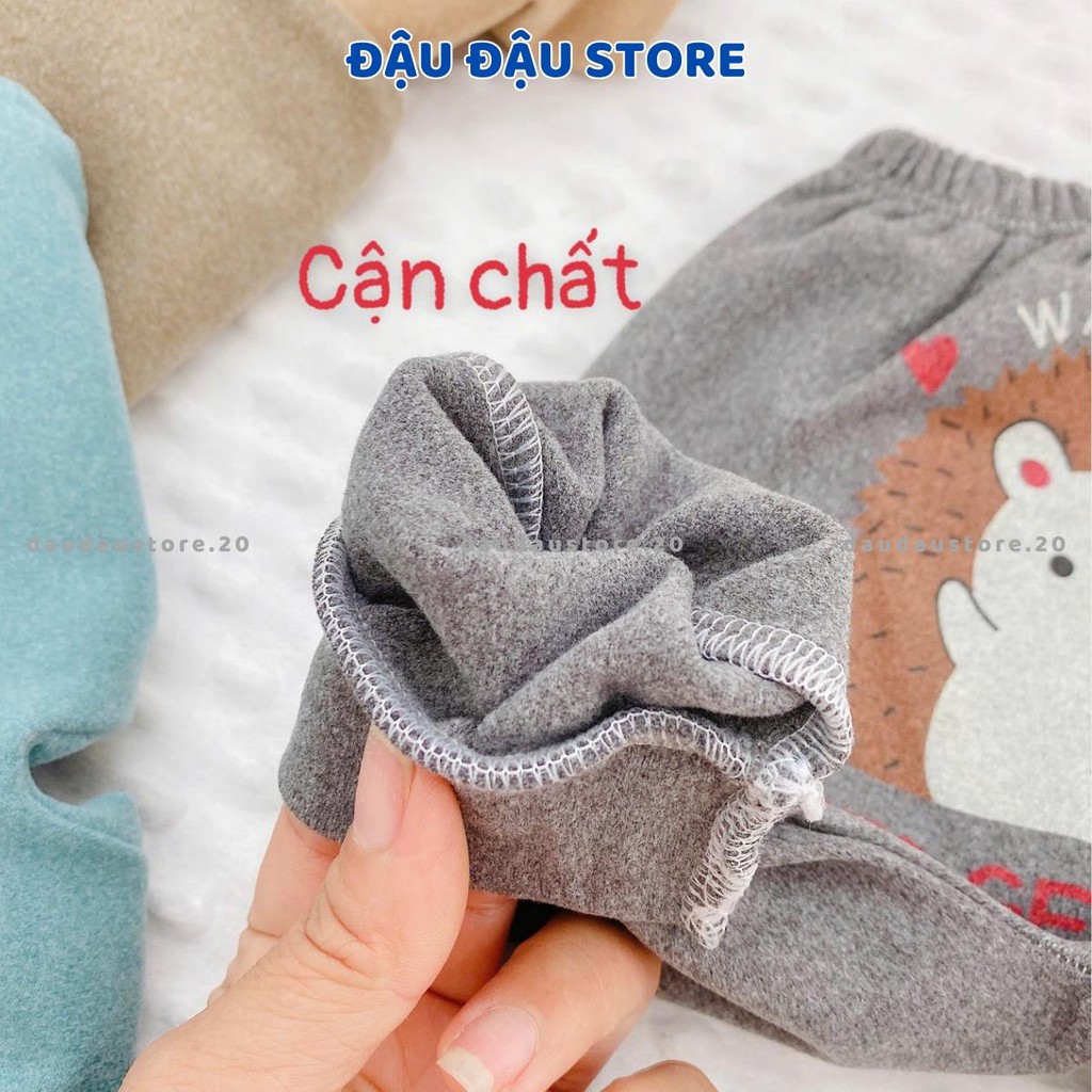 Set 3-5 Quần Dài Thu Đông Quần Zip Lông Mông Cho Bé Sơ Sinh 3-13kg - Vải Zip Lông Phối Họa Tiết QZL01 Đậu Đậu Store