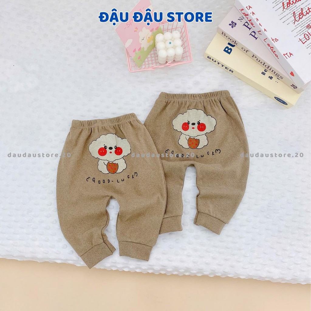 Set 3-5 Quần Dài Thu Đông Quần Zip Lông Mông Cho Bé Sơ Sinh 3-13kg - Vải Zip Lông Phối Họa Tiết QZL01 Đậu Đậu Store