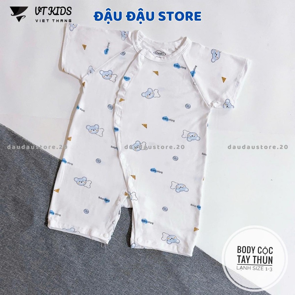 Set 2-3 Body Cộc Tay Trắng Thun Lạnh Cúc Bấm Vạt Chéo Sơ Sinh mềm mịn cho bé trai bé gái 3-9kg VT-BD02 Đậu Đậu Store